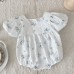 Floral soft bubble sleeves clothing triangle crawling