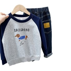 Long Sleeve Crewneck Top Kids Clothing for Boys Middle and Large Sizes