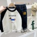 Long Sleeve Crewneck Top Kids Clothing for Boys Middle and Large Sizes