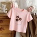  Summer New Children's Short Sleeve T-Shirt for Boys and Girls, Pure Cotton, Round Neck, Cartoon Print Casual Top