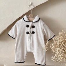 Cow horn button crawling clothes baby jumpsuit autumn and winter
