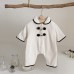 Cow horn button crawling clothes baby jumpsuit autumn and winter