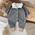 Grey thick woolen jumpsuit for babies in autumn and winter Grey thick woolen jumpsuit for babies in autumn and winter