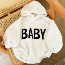 Lamb wool warm long sleeved embroidered jumpsuit