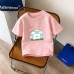 Summer New Children's Short Sleeve T-Shirt for Boys and Girls, Pure Cotton Kids Round Neck Cartoon Print Top