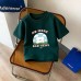 Summer New Children's Short Sleeve T-Shirt for Boys and Girls, Pure Cotton Kids Round Neck Cartoon Print Top