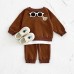 Little Bear Embroidered Long Sleeve Fake Two Piece Set
