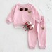 Little Bear Embroidered Long Sleeve Fake Two Piece Set
