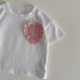 Love grid set short sleeved T-shirt+lace shorts for summer Love grid set short sleeved T-shirt+lace shorts for summer
