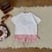 Love grid set short sleeved T-shirt+lace shorts for summer Love grid set short sleeved T-shirt+lace shorts for summer