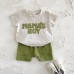 Letter printed short sleeved casual suit