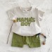 Letter printed short sleeved casual suit