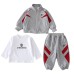 Leisure suit children's color blocked long sleeved three piece set