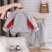 Leisure suit children's color blocked long sleeved three piece set
