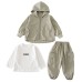 Casual hooded long sleeved three piece set for baby boys Casual hooded long sleeved three piece set for baby boys