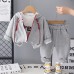 Casual hooded long sleeved three piece set baby clothes