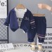 Children's casual hooded long sleeved three piece set for baby boys Children's casual hooded long sleeved three piece set for baby boys