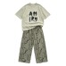 Letter short sleeved T-shirt graffiti wide leg pants two-piece set