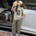 Letter short sleeved T-shirt graffiti wide leg pants two-piece set