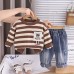 Children's Spring and Autumn striped long sleeved hoodie two-piece set