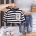 Children's Spring and Autumn striped long sleeved hoodie two-piece set