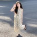Girls' polka dot vest wide leg pants set