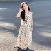Girls' polka dot vest wide leg pants set