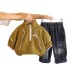 Half zip long sleeved two-piece set