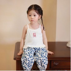 Cute Girls' Summer Strap Top with Bow, Versatile Crop Top for Kids, Stylish Inner Layer Clothing