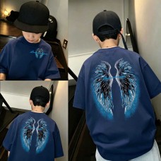 Genius Whale Cotton Kids T-Shirt Short Sleeve Summer Style Half Sleeve Mid-to-Large Boys Summer Top Fashion 