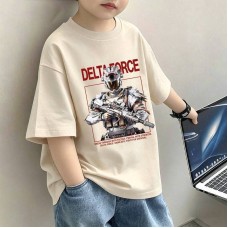 Genius Whale Boys' Short Sleeve T-Shirt, New Summer Cotton Breathable Top, Cool and Casual Pullover for Kids