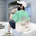 Genius Whale Boys' Short Sleeve T-Shirt New Style Mid to Large Kids Summer Cool Trendy Starry Pattern Casual Top T-Shirt