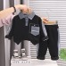 Collar long sleeved two-piece set for children in spring and autumn