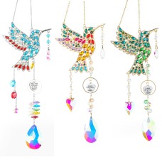 Hummingbird Crystal Sunshine Catcher Courtyard Wind Chime Mesh Leaf Pendant
