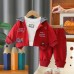 Hooded jacket three piece set casual children's clothing