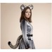 Halloween Animal Tail Headwear Set Costume Party Cosplay Snow Leopard Animal Ears Headband with Tail Prop Set