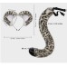 Halloween Animal Tail Headwear Set Costume Party Cosplay Snow Leopard Animal Ears Headband with Tail Prop Set