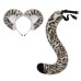 Halloween Animal Tail Headwear Set Costume Party Cosplay Snow Leopard Animal Ears Headband with Tail Prop Set