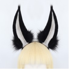 Handmade Plush Realistic Rabbit Ears Cosplay Animal Ears Headband Accessory for Live Streaming and Performance