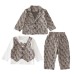 Children's Spring and Autumn Letter Suit Long Sleeve Three Piece Set