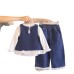 Embroidered denim long sleeved three piece set for babies