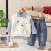 Cat sweater vest three piece set for spring and autumn