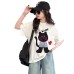 Cute Cartoon Short Sleeve T-Shirt for Girls, Loose Fit, Casual Top