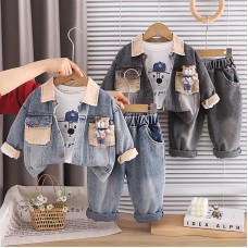 Cowboy long sleeved three piece children's clothing set