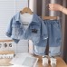 Children's casual denim long sleeved three piece set