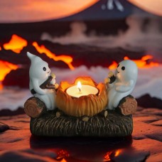Ghost Campfire Flickering Night Light Halloween Ghost Decorative Mini Candle Holder
