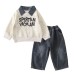 Collar letter long sleeved two-piece spring and autumn children's clothing set Collar letter long sleeved two-piece spring and autumn children's clothing set