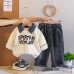 Collar letter long sleeved two-piece spring and autumn children's clothing set Collar letter long sleeved two-piece spring and autumn children's clothing set