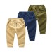 Casual Cotton Solid Color Long Pants for Boys Mid-Waist Comfortable Trousers