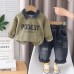 Children's Spring and Autumn Long sleeved Hoodie Two piece Set for Male Baby